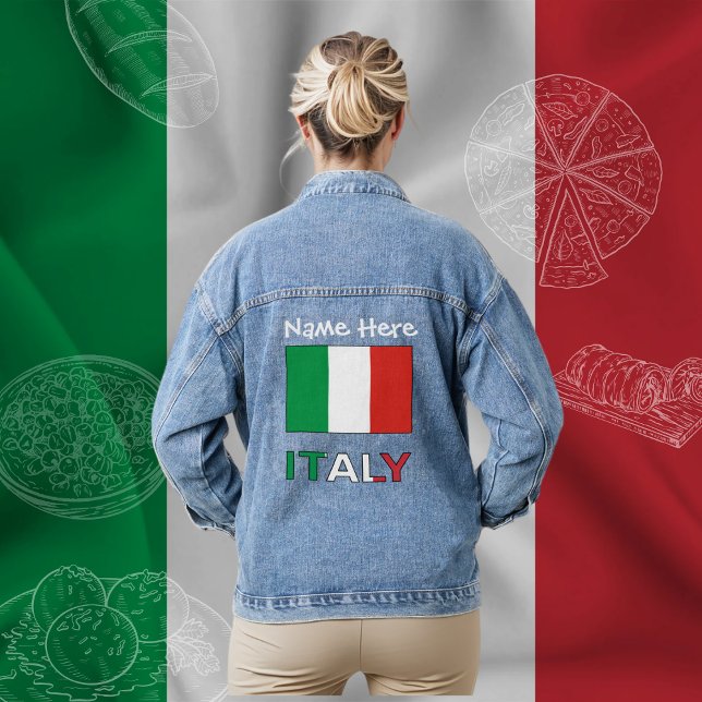 Italy and Italian Flag White Personalization Denim Jacket (Creator Uploaded)