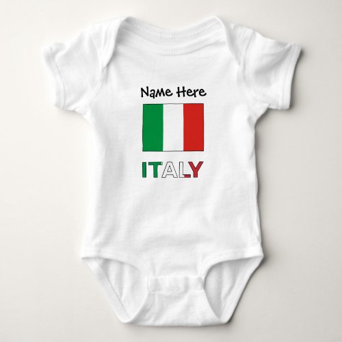 Italy and Italian Flag with Your Name Baby Bodysuit