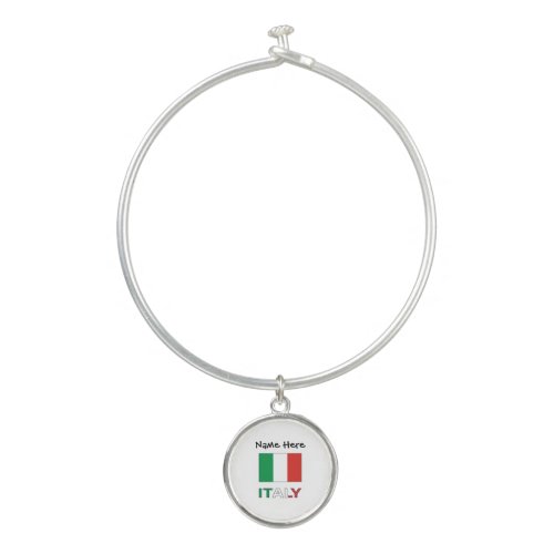 Italy and Italian Flag with Your Name Bangle Bracelet