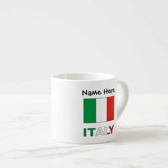 Italy and Italian Flag with Your Name Espresso Cup (Front Right)