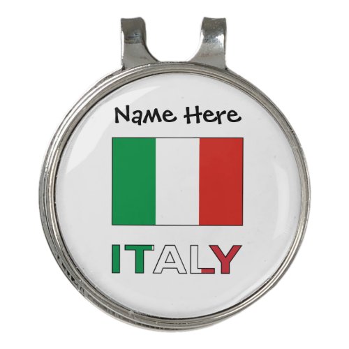 Italy and Italian Flag with Your Name Golf Hat Clip