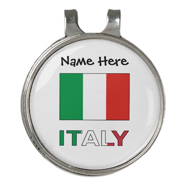Italy and Italian Flag with Your Name Golf Hat Clip (Front)