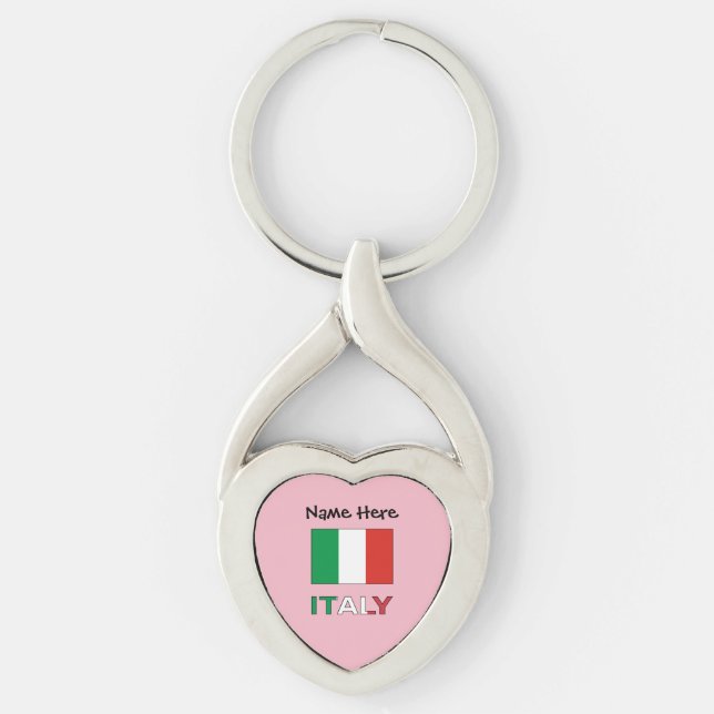 Italy and Italian Flag with Your Name Keychain (Front)