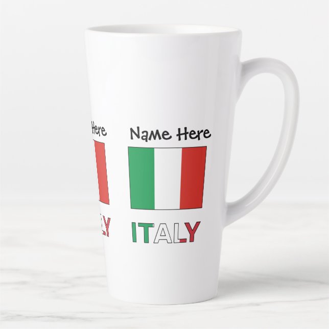 Italy and Italian Flag with Your Name Latte Mug (Right)