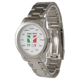 Italy and Italian Flag with Your Name Watch