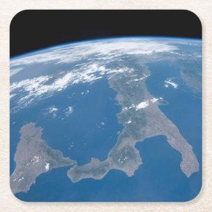 Italy And Its Island Sicily. Square Paper Coaster