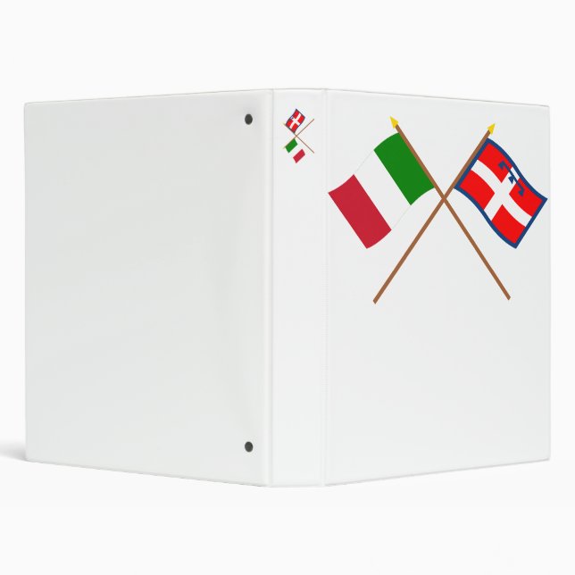 Italy and Piemonte crossed flags 3 Ring Binder (Background)