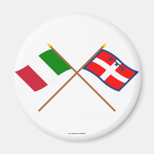 Italy and Piemonte crossed flags Magnet