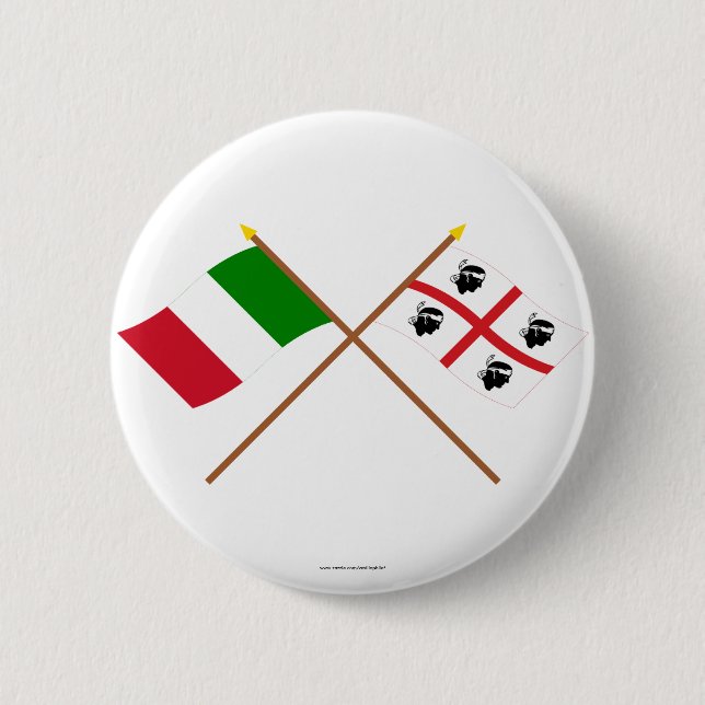 Italy and Sardegna crossed flags Pinback Button (Front)