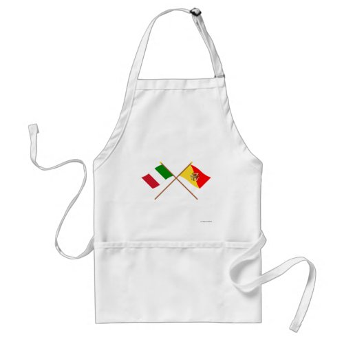 Italy and Sicilia crossed flags Adult Apron