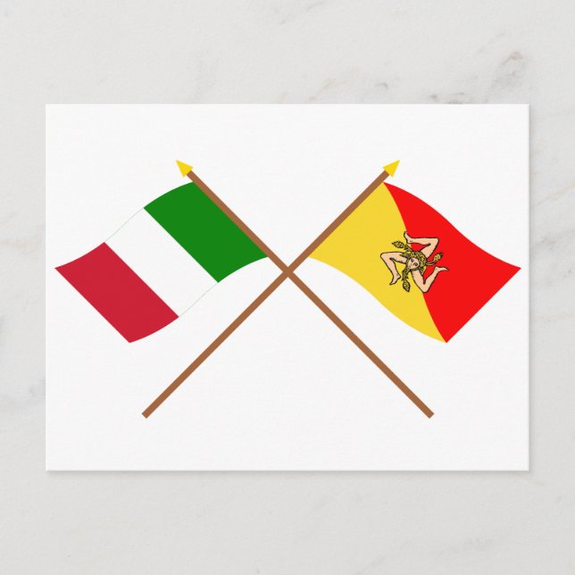 Italy and Sicilia crossed flags Postcard (Front)