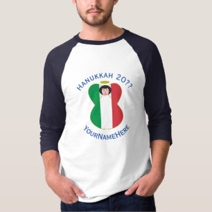 Italy Angel Hanukkah Flag Personalize Long Sleeve T-Shirt