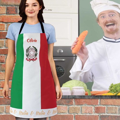 Italy apron Italia Italian Flag Chefs kitchen Apron