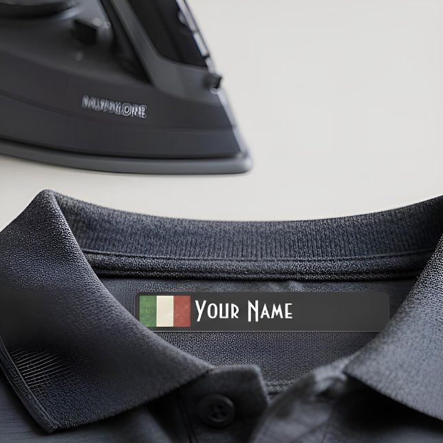 Italy Art Deco Flag | Custom Iron-On Name Label (Lifestyle Shot)