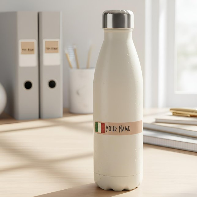 Italy Art Deco Flag | Custom Waterproof Name Label (Lifestyle Shot)