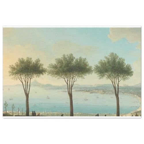 Italy Bay of Naples Trees Decoupage Paper