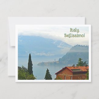 Italy. Bellissimo!  Village In Clouds    Postcard