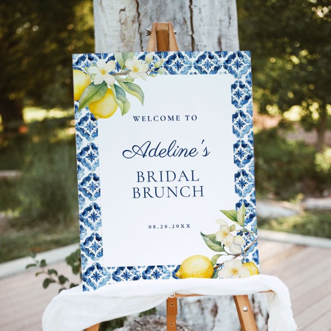 Italy Blue Tile Lemon Bridal Brunch Welcome Sign (Creator Uploaded)