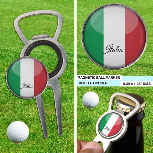 Italy bottle opener golf marker Italian Flag Divot Tool