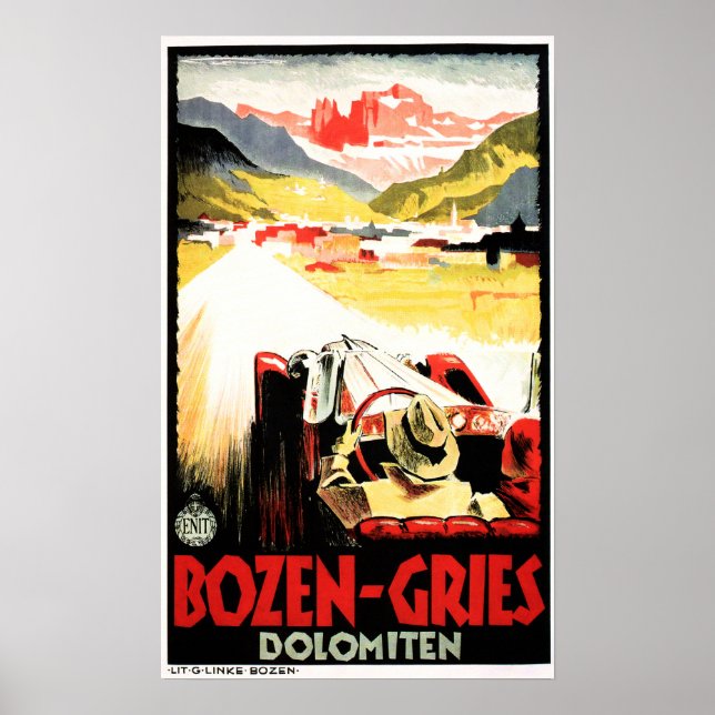 Italy BOZEN GRIES DOLOMITEN Vintage Car Racing Poster (Front)