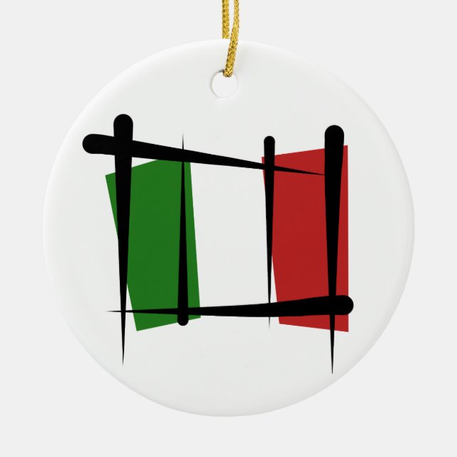 Italy Brush Flag Ceramic Ornament (Front)