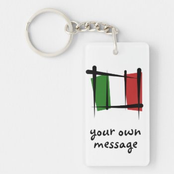Italy Brush Flag Keychain by representshop at Zazzle