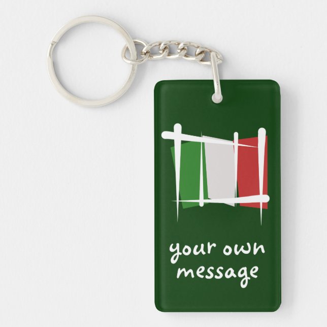 Italy Brush Flag Keychain (Front)