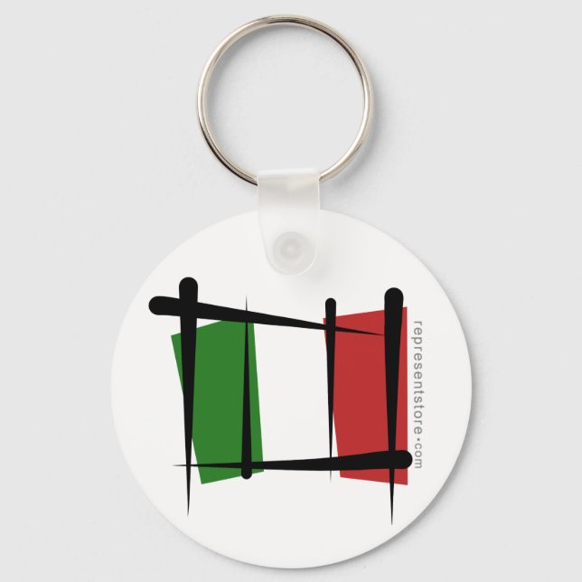 Italy Brush Flag Keychain (Front)