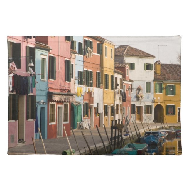 Italy, Burano. Colorful houses of line a Cloth Placemat (Front)