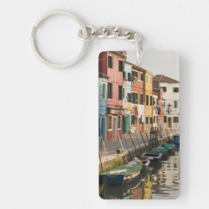 Italy, Burano. Colorful houses of line a Keychain
