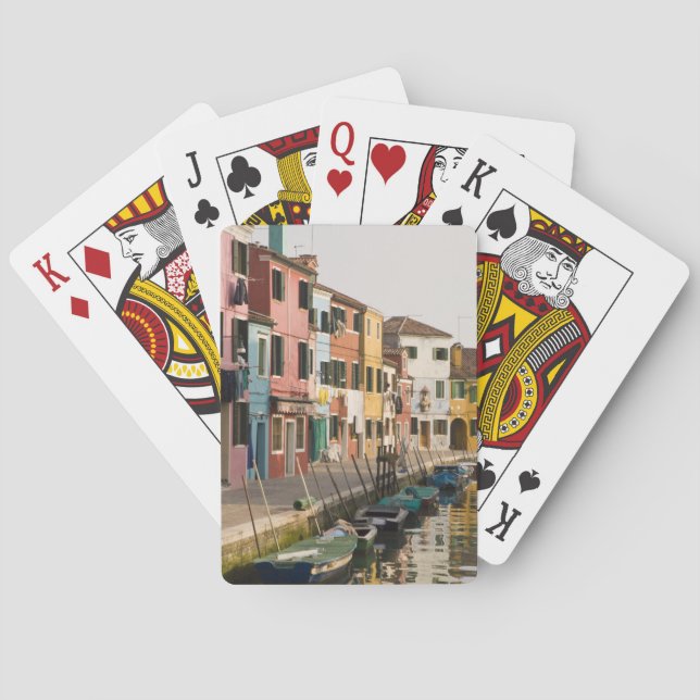 Italy, Burano. Colorful houses of line a Poker Cards (Back)