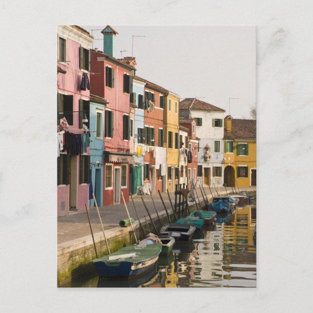 Italy, Burano. Colorful houses of line a Postcard (Front)