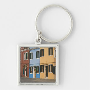 Italy, Burano. Colorful row of homes and empty Keychain