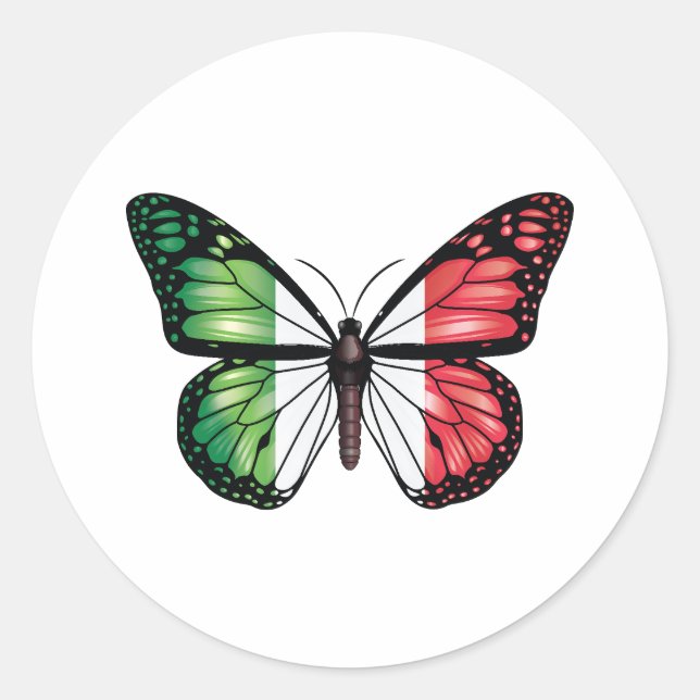 Italy butterfly monarch flag classic round sticker (Front)
