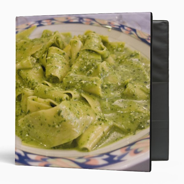Italy, Camogli. Plate of pasta with pesto 3 Ring Binder (Front/Inside)