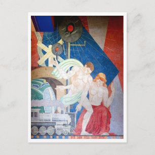 Italy Carlo Ciampaglia Railroad Mural Art Postcard