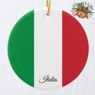 Italy Christmas Ornament, Italian Flag Ceramic Ornament