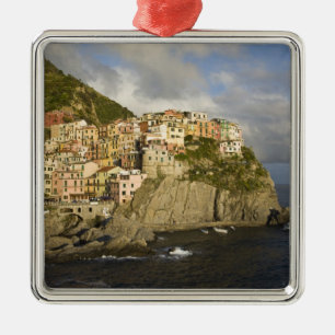 Italy, Cinque Terre, Manarola. Village on cliff. Metal Ornament