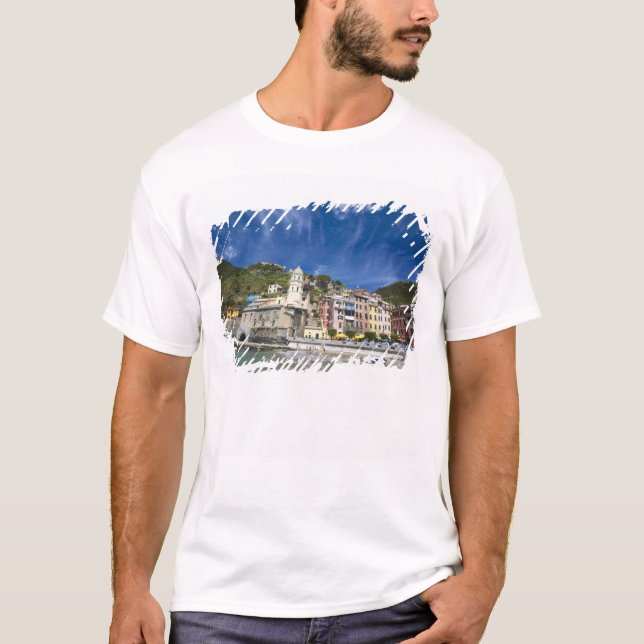 Italy, Cinque Terre, Vernazza, Harbor and Church 2 T-Shirt (Front)