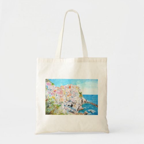 Italy Cinque Terre watercolor painting Tote Bag