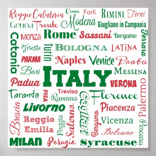 Italy Cities 6 by 6 inch Poster