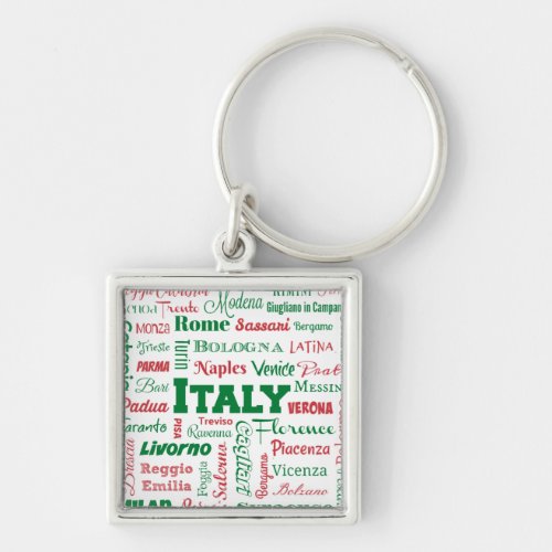 Italy Cities keychain _ Italian flag colors