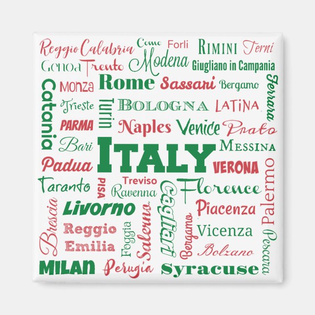 Italy Cities Magnet - Italian flag colors (Front)