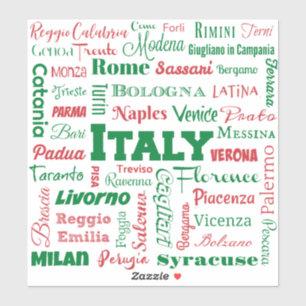 Italy Cities vinyl sticker - Italian flag colors