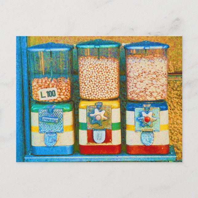 Italy Colorful 1950s Retro Nut Dispensers Postcard (Front)