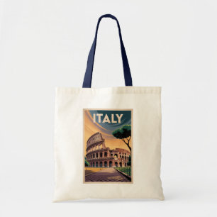 Italy Colosseum Illustration Travel Art Vintage Tote Bag