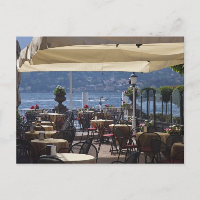 Italy, Como Province, Bellagio. Lakeside cafe. Postcard (Front)