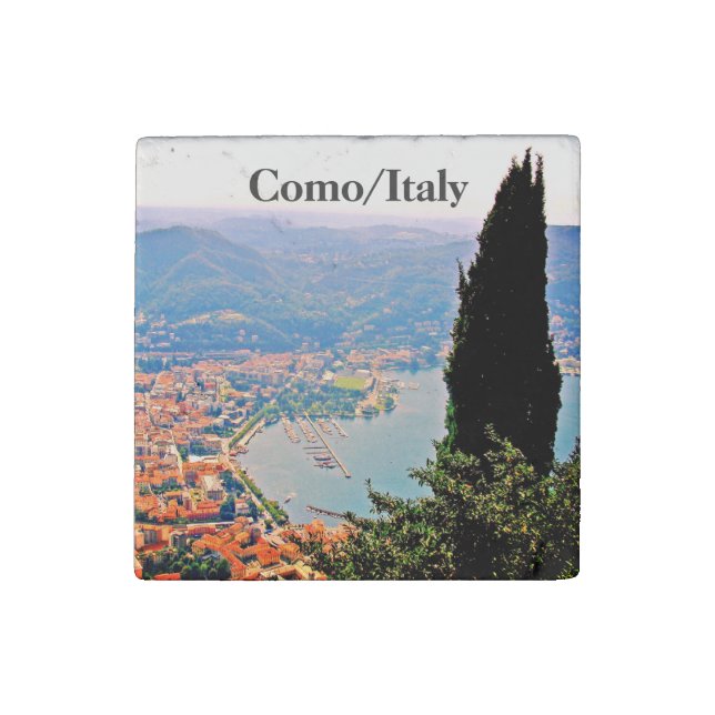 Italy Como Town and Lake Stone Magnet (Front)