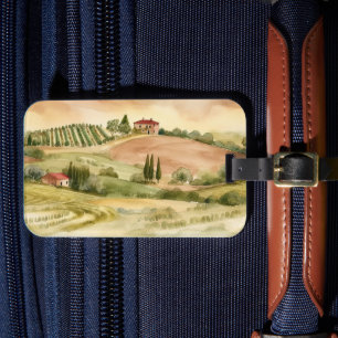 Italy Countryside Italian Watercolor Scene Luggage Tag