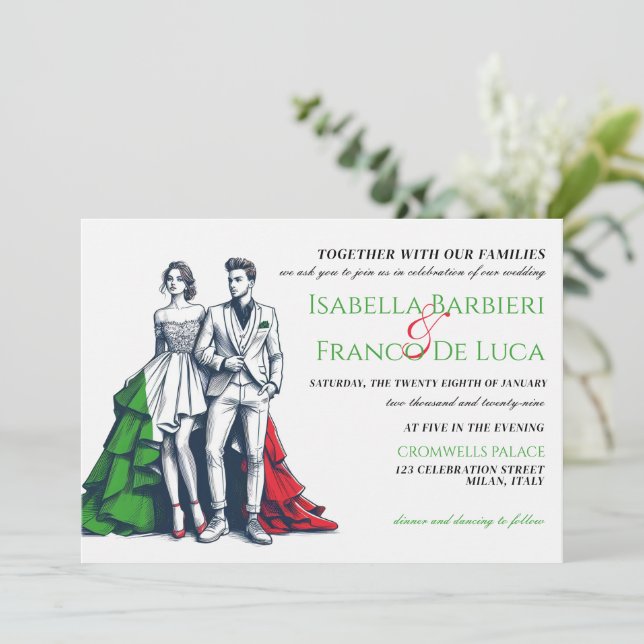 Italy Couple Wedding Invitation (Standing Front)